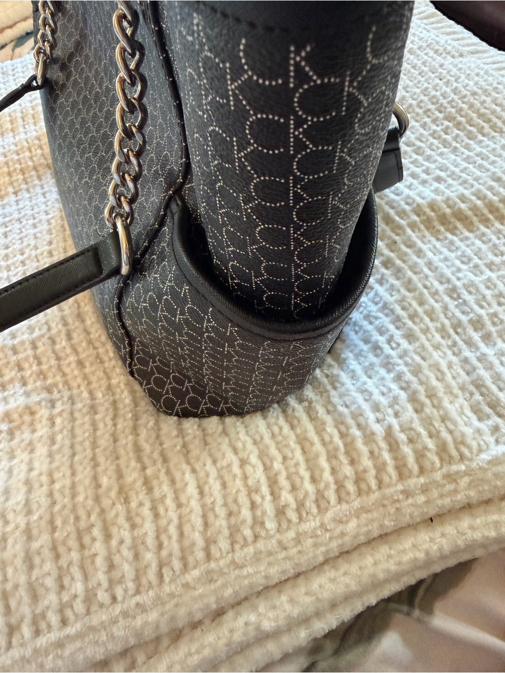 Calvin Klein Monogram Black Chain-Handle Purse - Picture 3 of 13